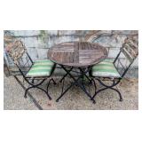 Teak Wood Top Patio Table w/2 Chairs