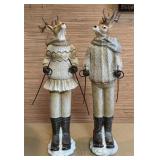 Cute Skiing Reindeer Couple Winter Decor
