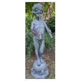 Garden Water Feature of a Pipe Playing Putto 40"