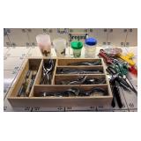 Wooden Box of Kitchen Silverware/Utensils