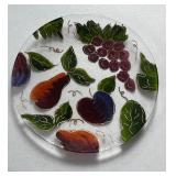 Beautiful Painted Fruit Glass Platter