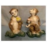 Pair of Vintage Ceramic Monkeys 6 1/2"