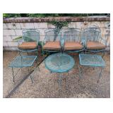 7 Piece Green Iron Patio Set