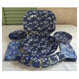 Crownford "Calico" Dishes, Napkins & Napkin Rings