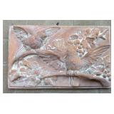 Terracotta Bird Plaque Garden Decor 15"x9.25"