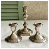 3 Silver-Plated Candlesticks
