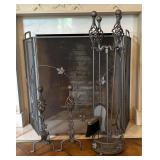 Gray Metal Fireplace Set