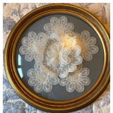Gorgeous Vintage Gold Framed Doily