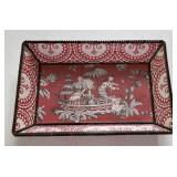 Vintage Chinoiserie Decorated Glass Tray