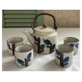 Vintage Otagiri Stoneware Teapot & 4 Cups
