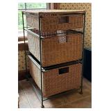 3-Tier Wicker Storage Unit w/ Metal Frame