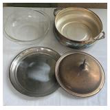 Silver Tray, Silver Steamer w/Glass Insert