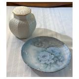 Elegant Porcelain Ginger Jar, Decor Plate