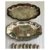 Acorns Brass Shakers & 2 Silver Metal Trays