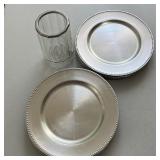 Silver Plastic Platters, Plastic Ice Bucket