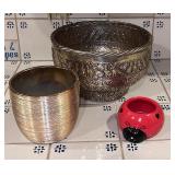 3 Flower Pots (Metal & Colored Glass)