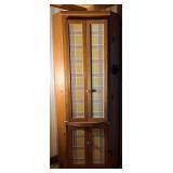 Vintage Corner Cabinet w/Yellow Striped Material