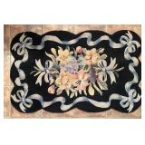 Small Navy Blue Floral Rug 31"x49"