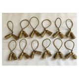 Set of 12 Golden Metal "Tassel" Napkin Rings