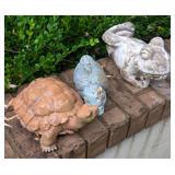 Small Turtle, Frog, & Bunny Garden Statues