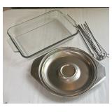 Square Casserole Dish, Skewers, Chip/Dip Tray