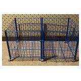 2 Blue Wire Storage Bins on Casters