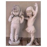 2 Little Girl Garden Statues 24"