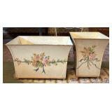Vintage Hand Painted Magazine Rack & Wastebasket