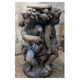 Heavy Concrete Cherub Pole Stand/Basin Stand