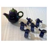 Fish Napkin Holders, Eggplant Tea Pot