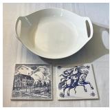 Blue/White Trivets & Copco Ceramic Pan