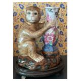 Vintage Chinese Porcelain Monkey Spill Vase 8 1/2"