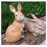 2 Bunny Garden Statues