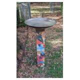 Brightly Hand Painted Bird Bath 32" Tall