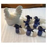 Hen Gravy Bowl and Fish Napkin Holders