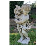Child w/Flowers Garden Statue 24"