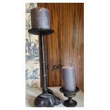 Bronze Rabbit & Pillar Candle Holders