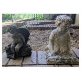 2 Small Garden Statues: Cherub & Little Girl 12"