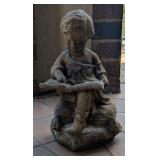 Small Child Reading Garden Statue 12"