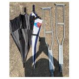 Crutches. Umbrellas