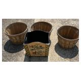 Nice Decorative Wooden Magazine Box, 3 Baskets