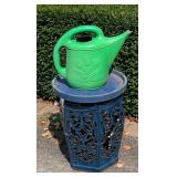 19" Blue Glaze Plant Stand w/ Base & Watering Can