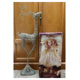 Animated Porcelain Angel & Metal Reindeer Decor