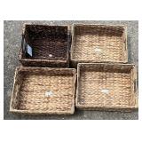 4 Wicker Square Storage Baskets