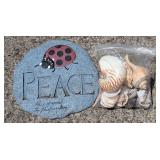 Ladybug Garden Stone & Assortment of Seashells