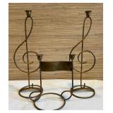 3 Metal Musical Theme Candlesticks