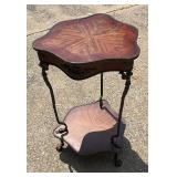 Vintage Inlay Wood Brass Angels/Lion Feet Table