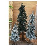 3 Small Pre-Lit Pine Trees Decor