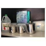 Bed Risers, Silver Canisters, Photo Storage