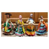 4 Vintage Mexican Folk Art Dolls